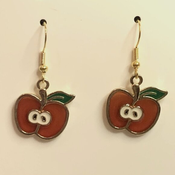 Apple Earring, Teacher Earring, Fruit Earring, Food Earring, Educator Earring - Picture 3 of 5